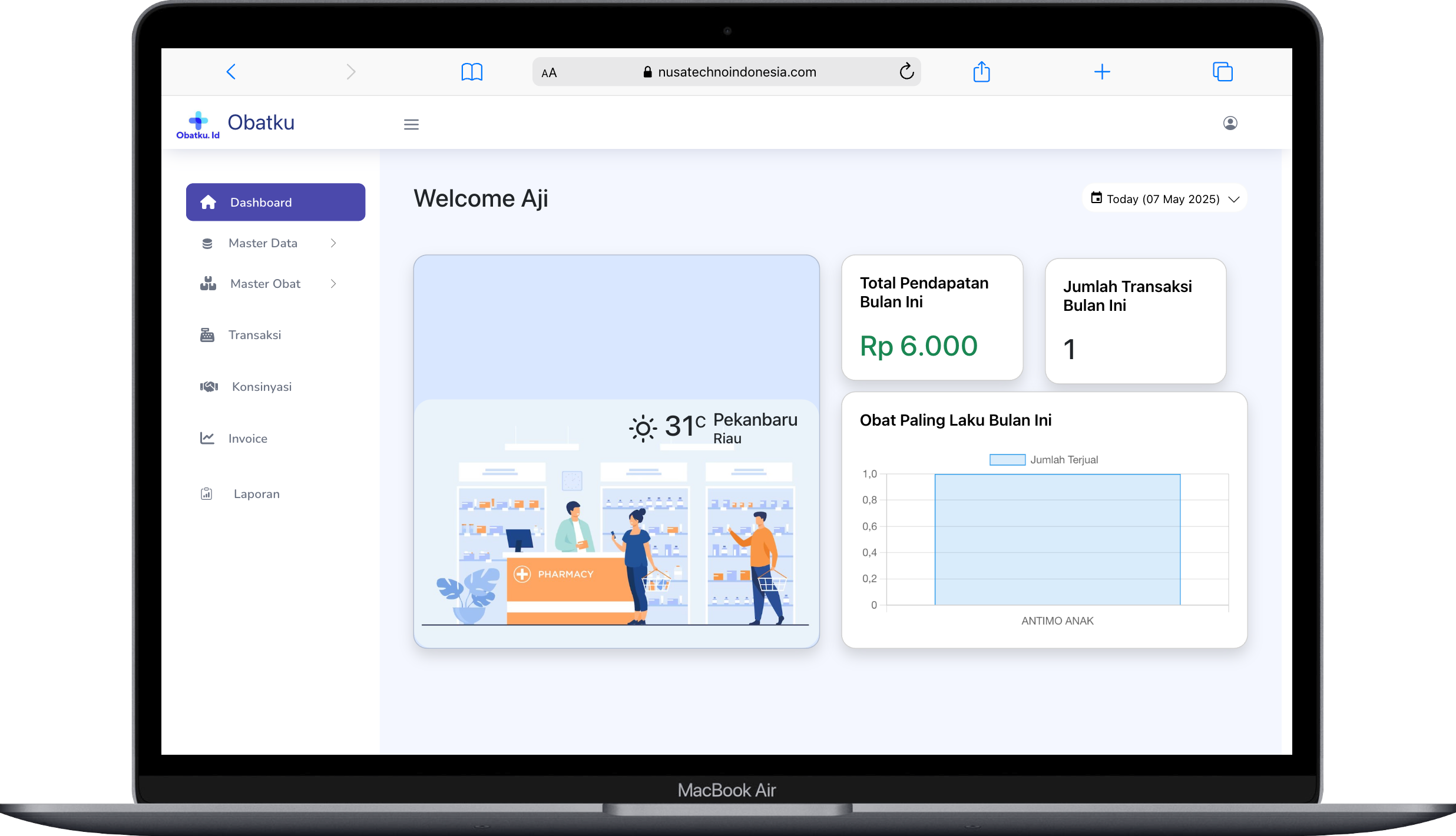 Antarmuka Aplikasi Apotek Digital dari Nusa Techno Indonesia