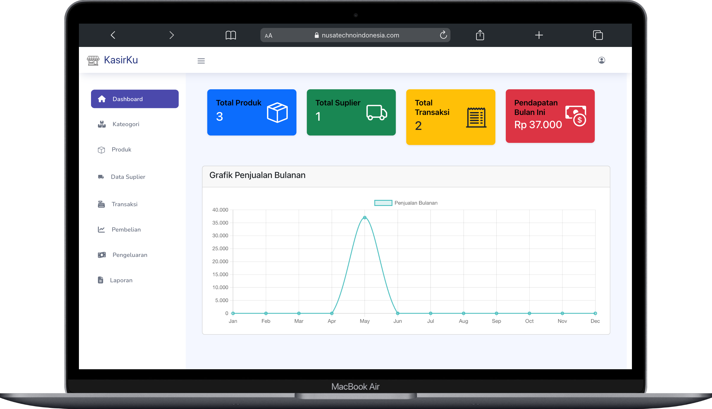 Desktop and laptop showing Sistem Informasi Manajemen Keuangan Akuntansi INETMedia application interface